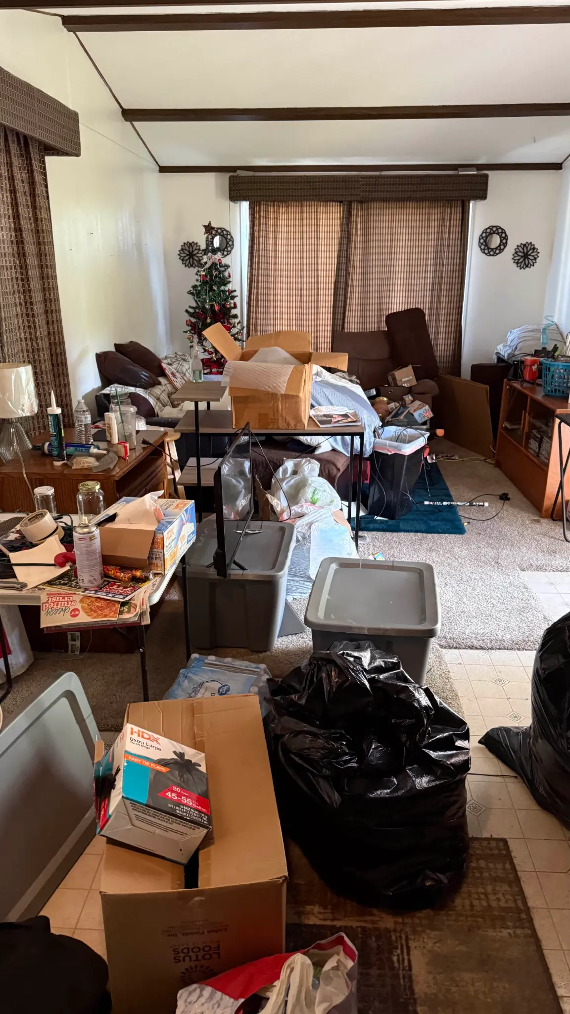 Before - Cluttered living room